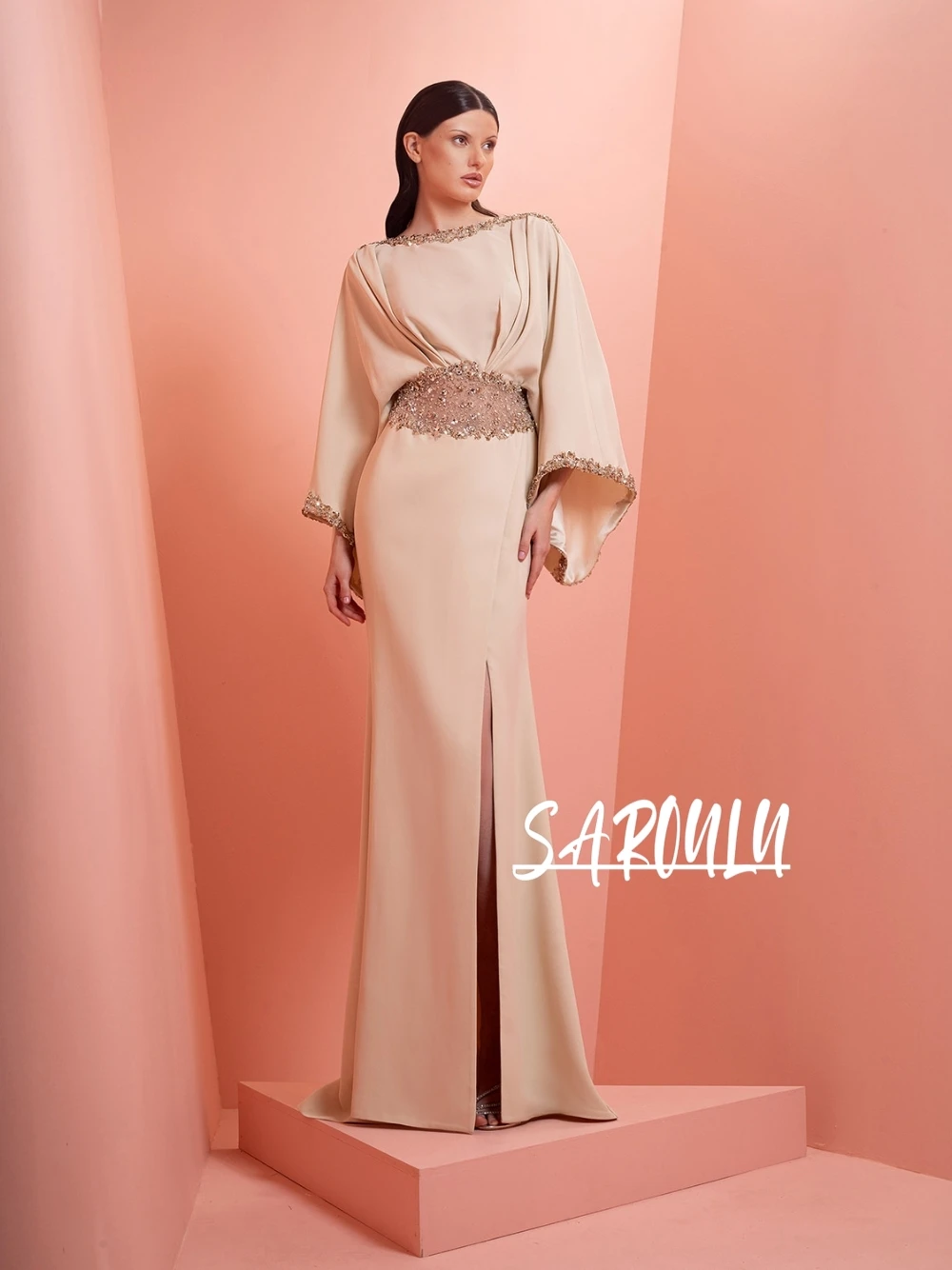 

Gorgeous Boat Neckline Elegant Evening Dress Flowy Mermaid Statement Beading Prom Gown Customized Popular Party Simple Wear