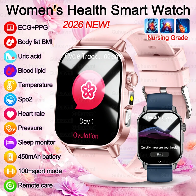 

Новые смарт-часы 2026 года для женщин: мониторинг здоровья, измерение жира, пульса, давления, липидов, мочевой кислоты, Bluetooth-звонки