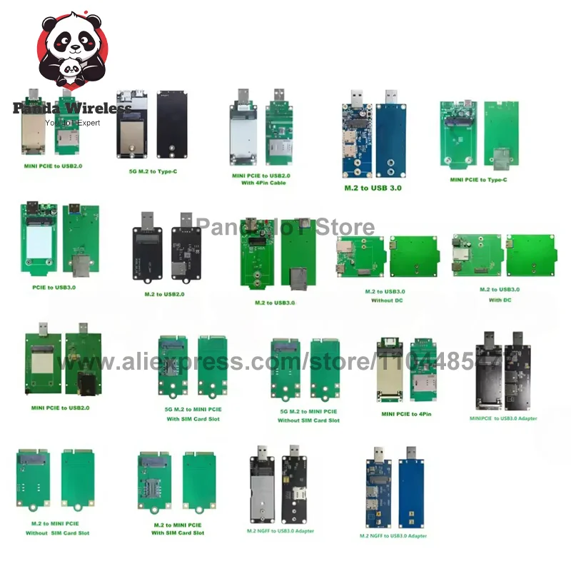 

3G 4G LTE 5G Mini PCIe M.2 Adapter USB 2.0 3.0 Type-C Development Board for SIM7600SA SIM7600E SIM8300G EC25-AU EP06-E RM500Q
