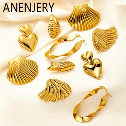 ANENJERY 316L Stainless Steel Love Shell Irregular Earring for Women Niche Personality Jewelry Gifts Wholesale