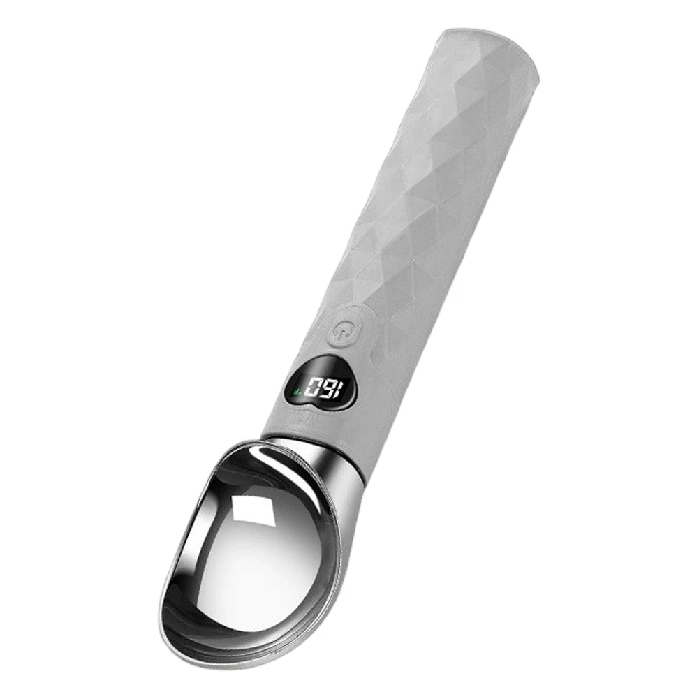 USB Rechargeable Heated Ice Cream Spoon with LED Display for Temperature and Battery Monitoring Metal Body Construction