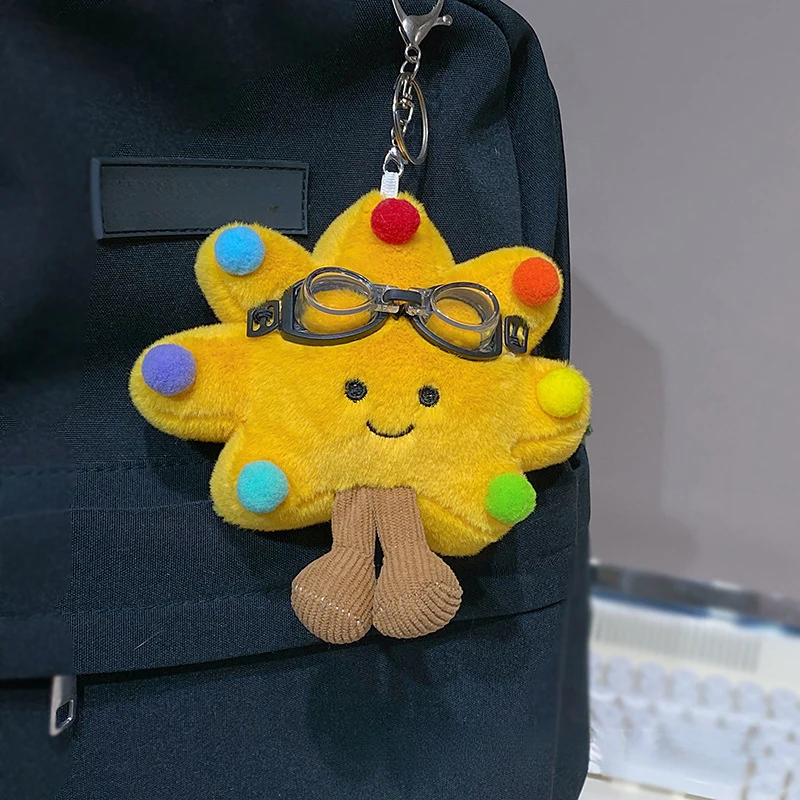 

1 шт. милый плюшевый кулон-подвеска в виде улыбающейся подсолнуховидной куклы, брелок для ключей от машины, подарок на день рождения