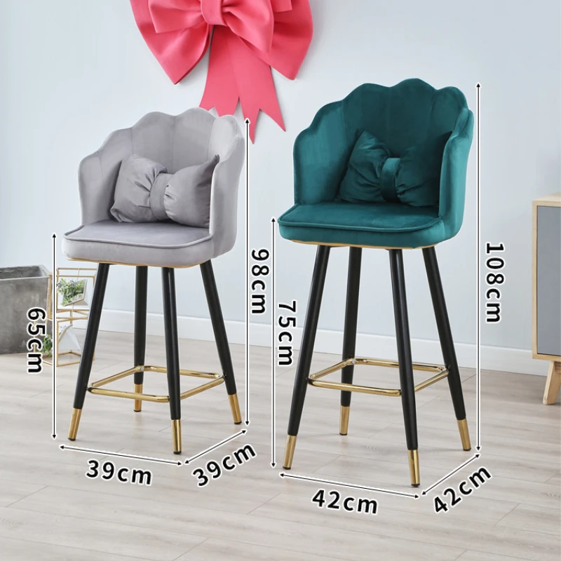 Modern Nordic Bar Chairs Luxury Living Room Design Ergonomic Velvet Bar Chairs Kitchen Feature Stool Barkrukken Furniture SR50BC