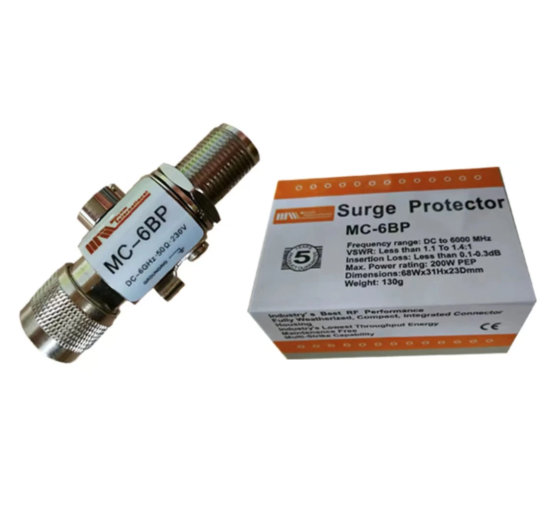 Milcom MC-6BP MC-6BR Lightning Arrestor Coaxial Surge Protector Bulkhead N-Type Male/Female 6GHz for transmitter antenna