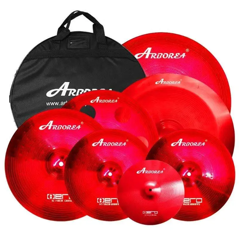 Arborea Hero Series 5 or 7 PCS Red Alloy Cymbals Hihats/Crash/Ride/China Effect Cymbals for Drummer