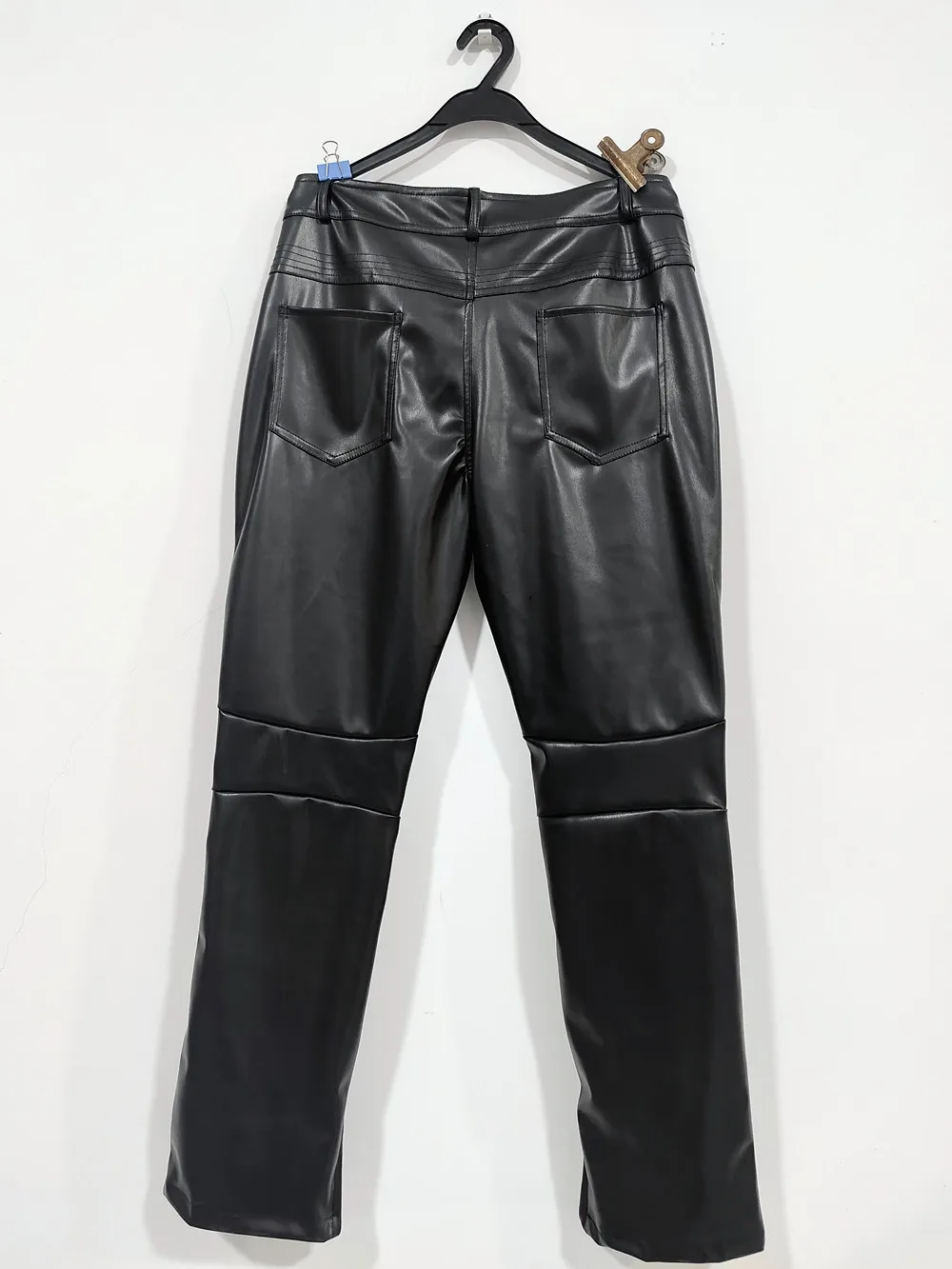 Personality Tide Male Black Rivet Leather Pants Rock Band Singers Performance Costume Bar Punk Dancer Stage Wear Slim Trousers