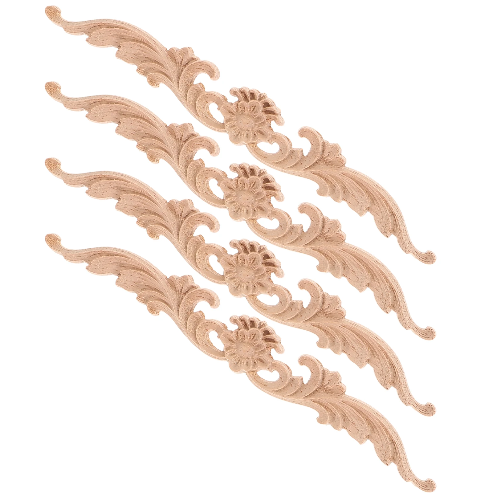 

Unpainted Carving Decal Wood Piece Vintage Home Decor Decorate Retro Flower Pattern Carved Applique Decoration