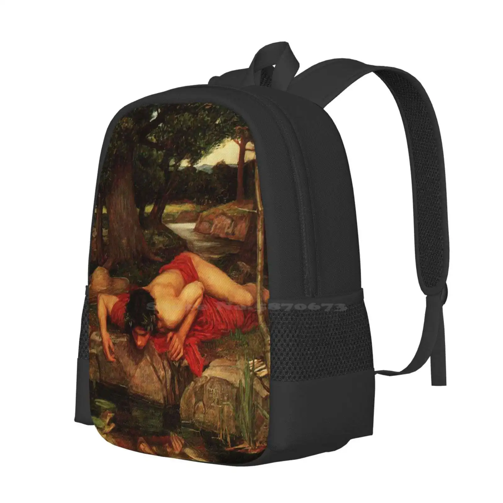 Echo And Narcissus By John William Waterhouse Hot Sale Schoolbag Backpack Fashion Bags Echo And Narcissus By John William