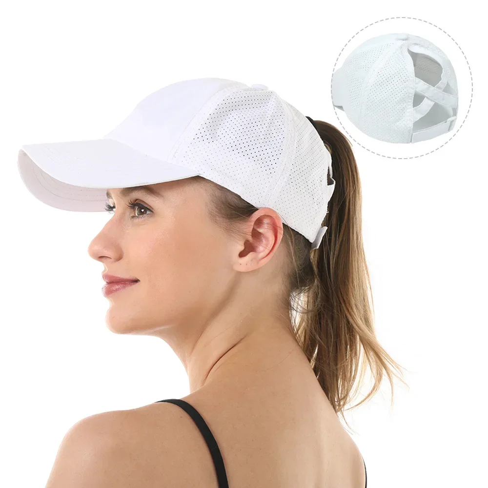 Quick Dry Ponytail Baseball Cap for Women Mesh Summer Hats for Women Sport Running Golf Caps Pure Color High Ponytail Cross Hat