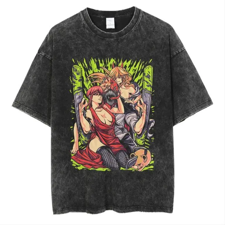 

Inuyasha 2026 Summer Vintage Washed Cotton T Shirt Oversized Streetwear Inuyasha Kagome Sesshomaru and Other Main Characters