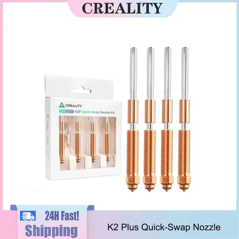 Original Creality Hi/K2/K2 Pro/K2 Plus Unicorn Quick-Swap Nozzle Kit,High-Flow Steel-Tip Copper Nozzles &Titanium Alloy Heatsink