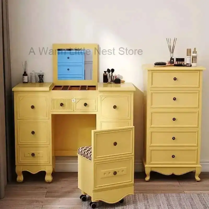 

Dresser Dressing Table European Storage Dressers Vintage Makeup Vanity Tables Led Mirror Vanity Tavolo Trucco Home Furniture