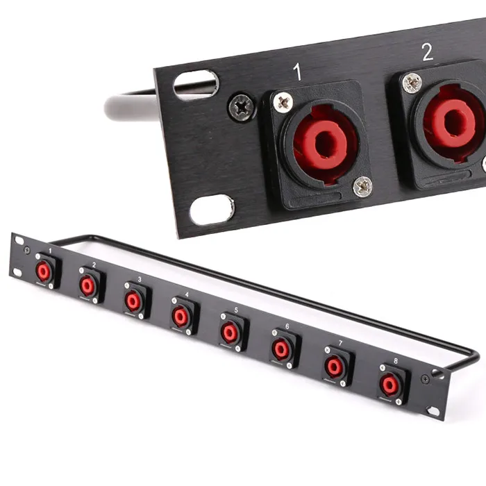 랙 패치 패널 8 12 16 웨이 스피콘 커넥터 1U 플라이트 케이스 마운트 전문 스피커 오디오 4핀 스피콘 암 잭 소켓