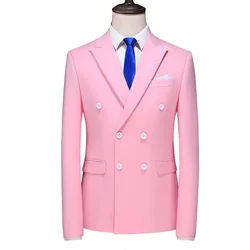 Blazer ajustado de doble botonadura para hombre, chaqueta Formal de talla grande para M-6XL, traje informal, fiesta de graduación, Social