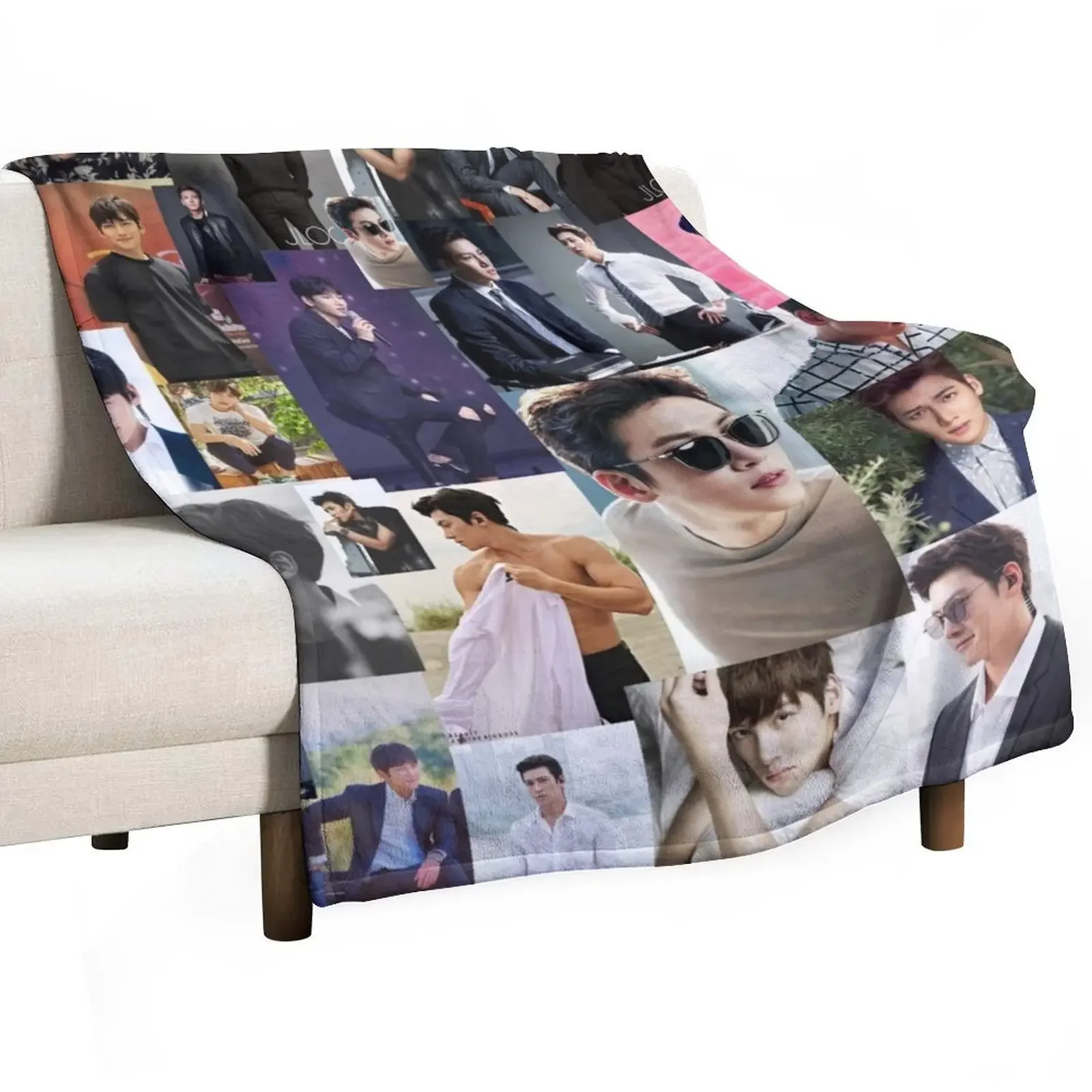 Ji Chang Wook Abstract Collage Throw Blanket Thin Furry Thermal Blankets