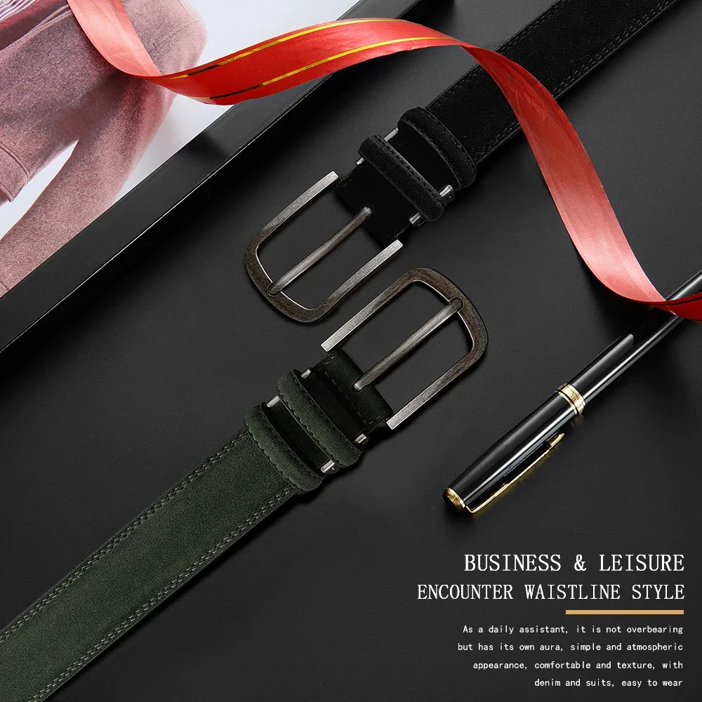 Unisex-Gürtel in Einheitsgröße aus PU-Leder für Damen, luxuriöser Designer-Jeansgürtel, modischer Wildledergürtel für Herren, Taillengürtel, 125–135 cm – Detail 7
