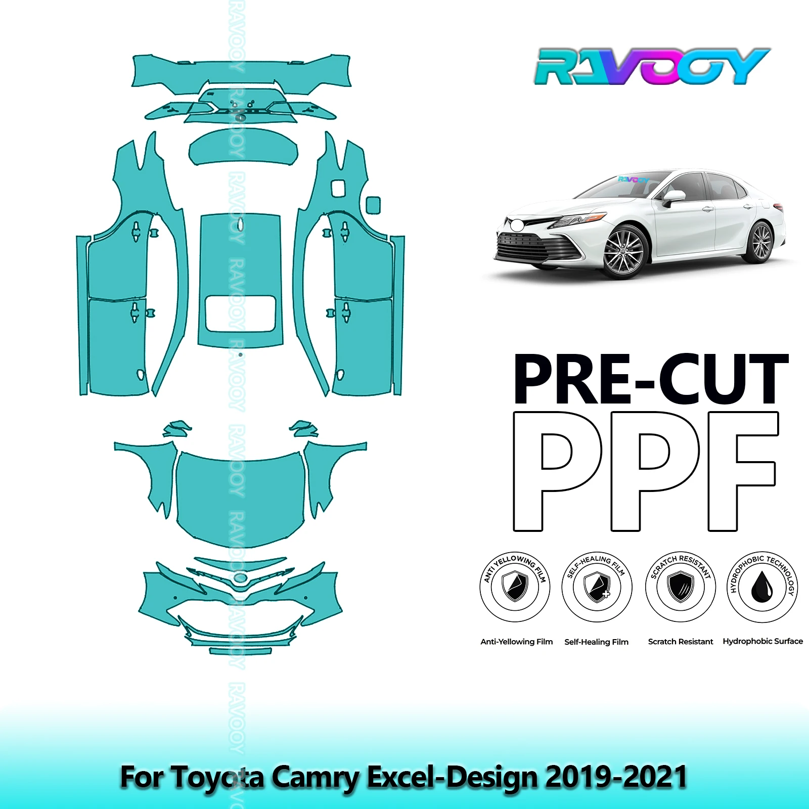 

Car Precut PPF Paint Protection Film Full Vehicle For Toyota Camry Excel-Design 2019-2021