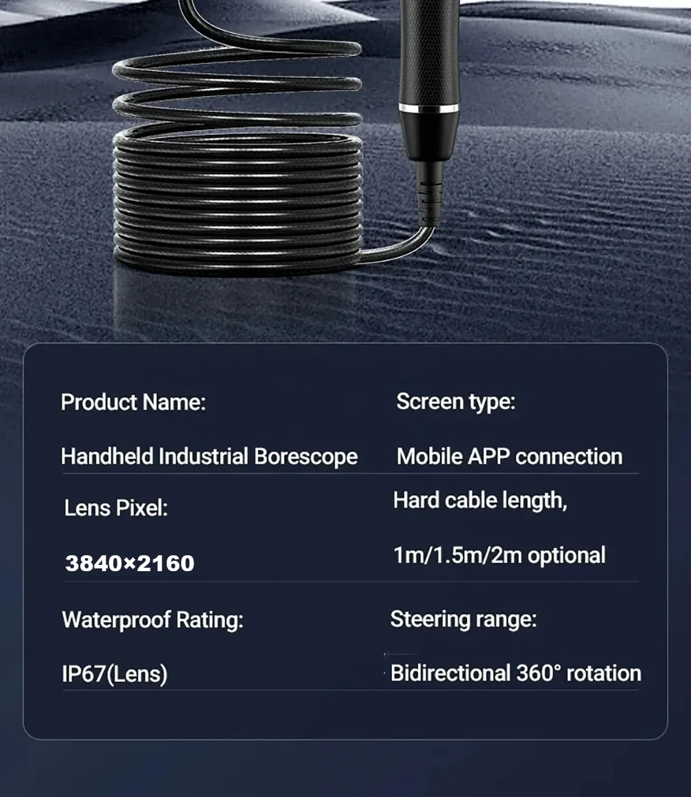 Neue 4K UHD Gelenk-Boreskop-Endoskopkamera 360 ° Gelenkige Inspektions-Boreskopkamera IP67 für Android/iOS-Telefone – Detail 17