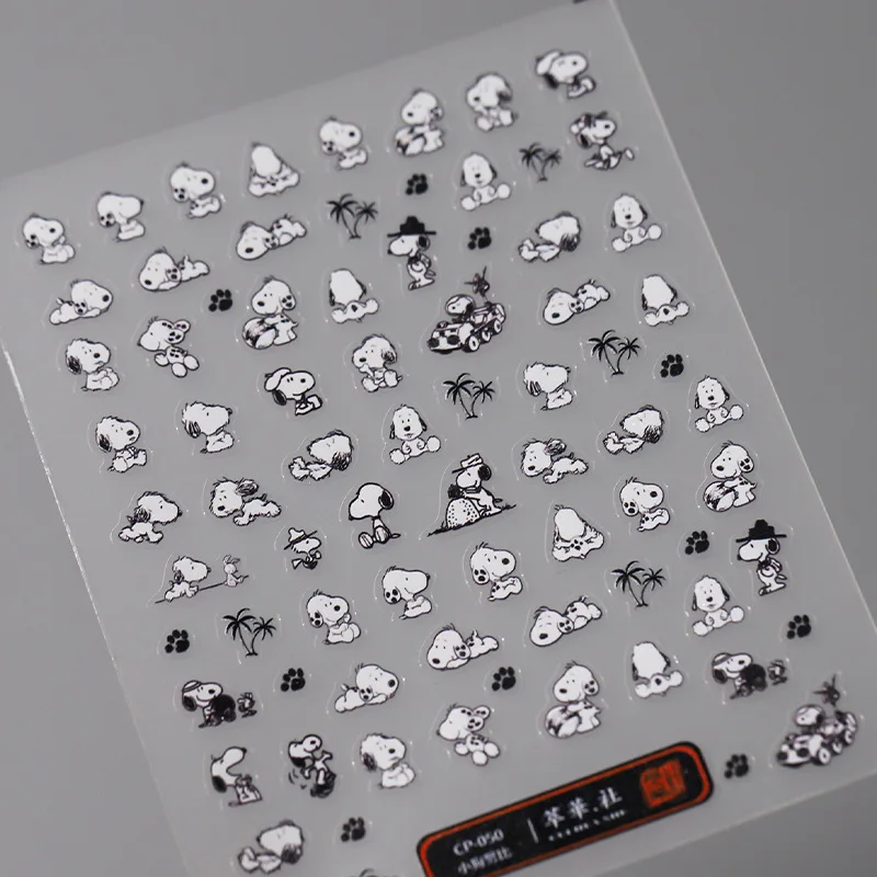 1Pc Anime Snoopy Fashion Diy Nail Stickers Kawaii Cartoon Girls All-Match Frosted Thin Transparent Adhesive Nails Patch Decor