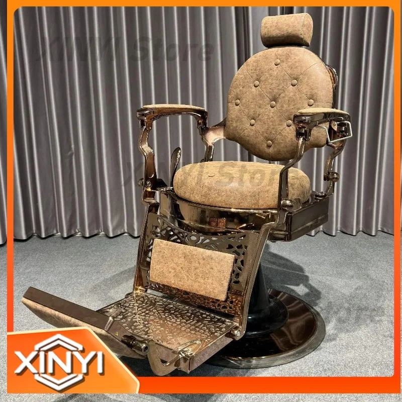 Rose Gold Armrest Styling Hairdressing Retro Stylish King Beauty Classic Hydraulic Furniture Hair Salon Barbershop Barber Chair