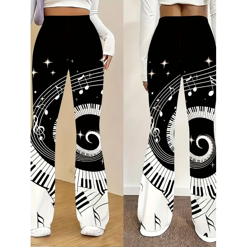2026 Printed flared pants for teenagers aged 7-16, suitable for daily street casual wear, suitable for all seasons
