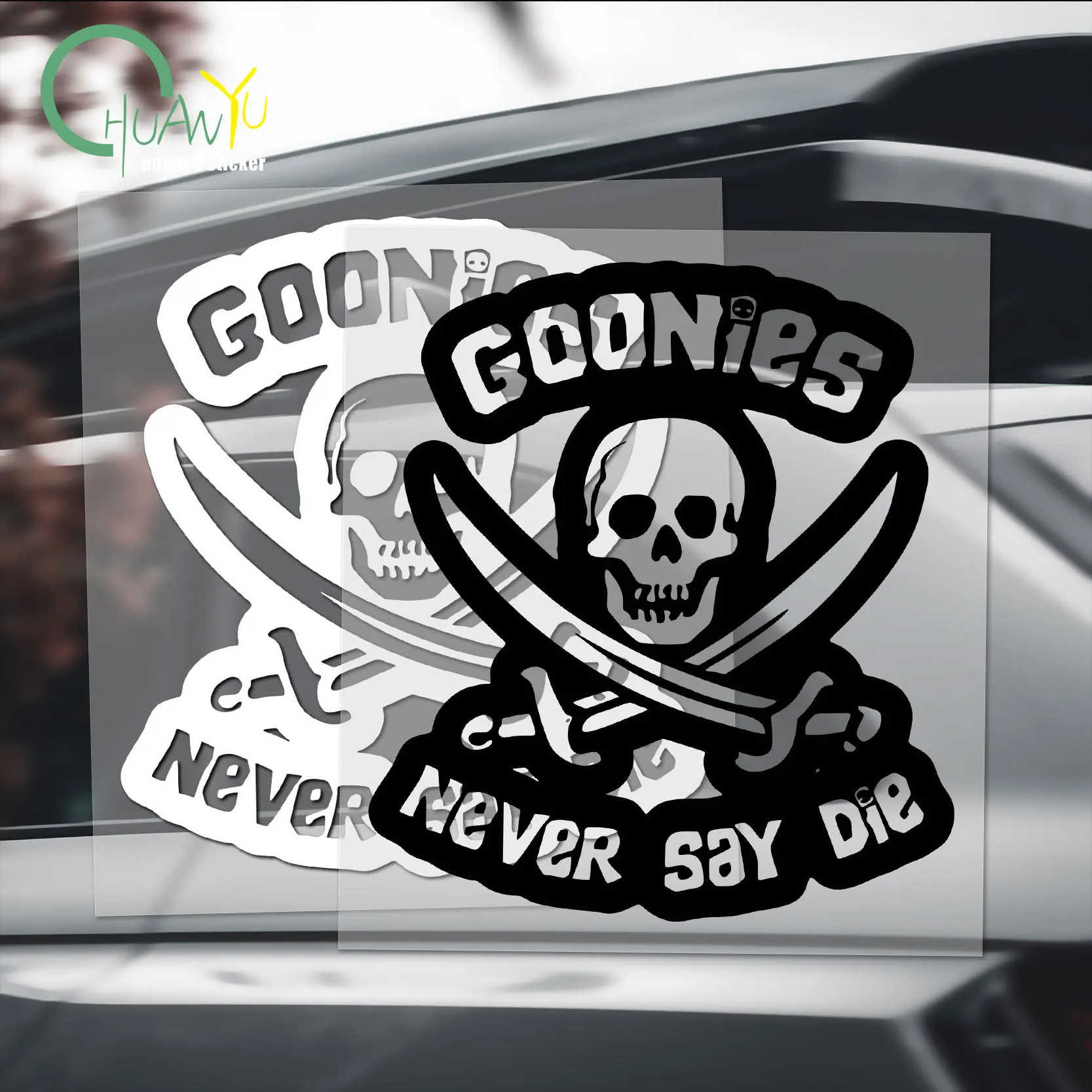 Never give up skull letter sticker car motorcycle scratch decoration waterproof reflective sticker
