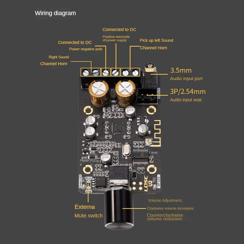 T35C Mini PAM8620 Bluetooth 5.0 Amplificatore Scheda audio 15Wx2 Modulo amplificatore audio stereo a doppio canale