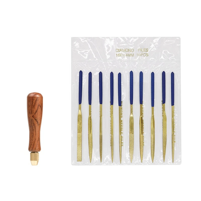 

1 Set Wooden Handle Acid Branch Wood Handle Titanium Plated Diamond File Woodworking Tool Replacement DIY