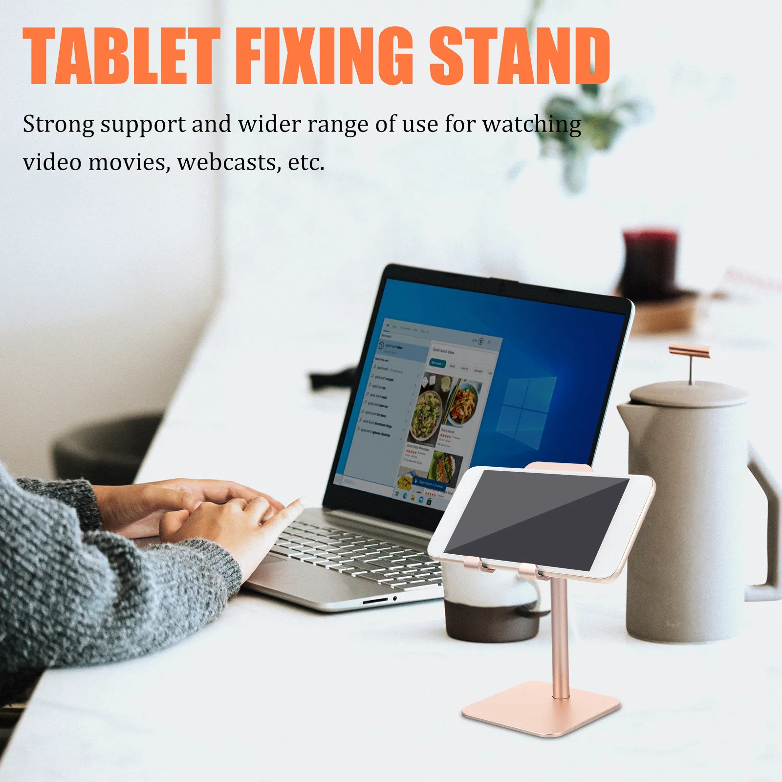 Adjustable Desk Phone Holder Alloy Stable Anti-Slip Mobile Tablet Support Stand for Watching Videos Live Streaming Desktop Phone