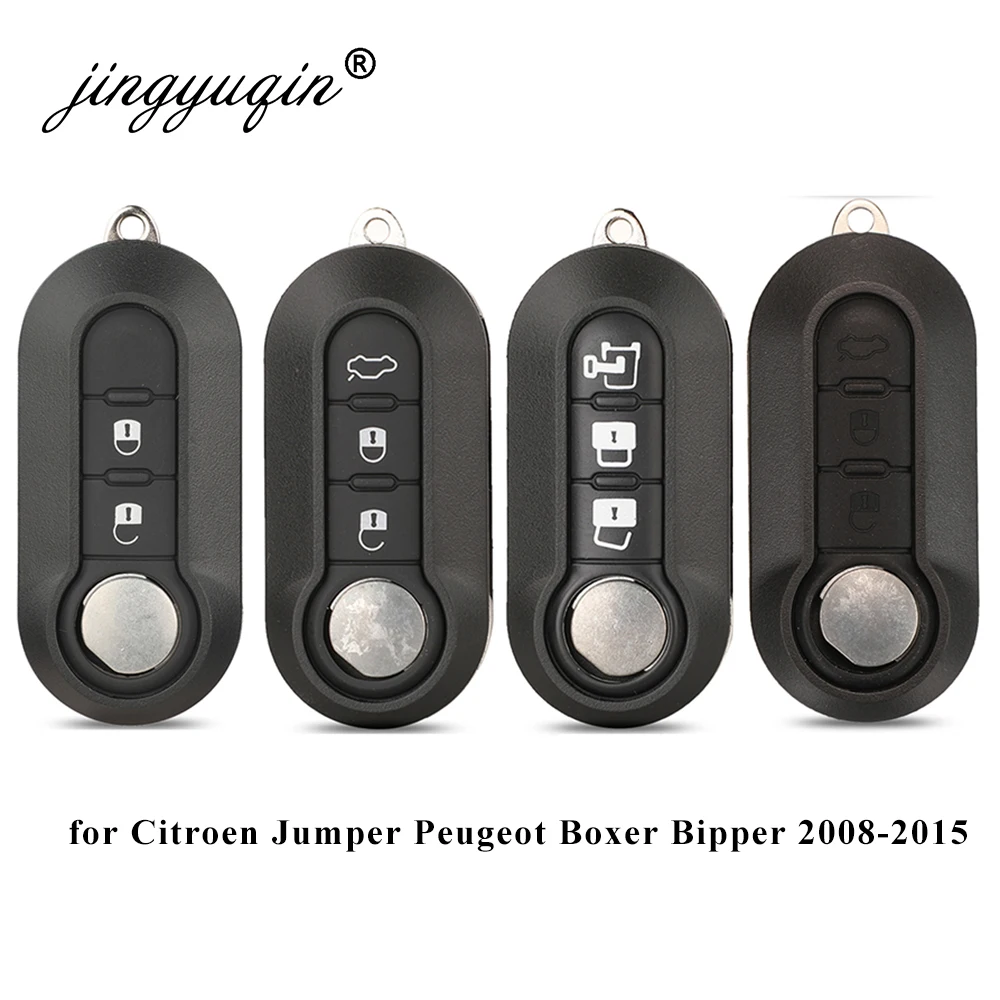 jingyuqin 3 Button Remote Flip Folding Key Fob Shell for Citroen Jumper Nemo Fit Peugeot Boxer Bipper 2008-2015 Replacement Case