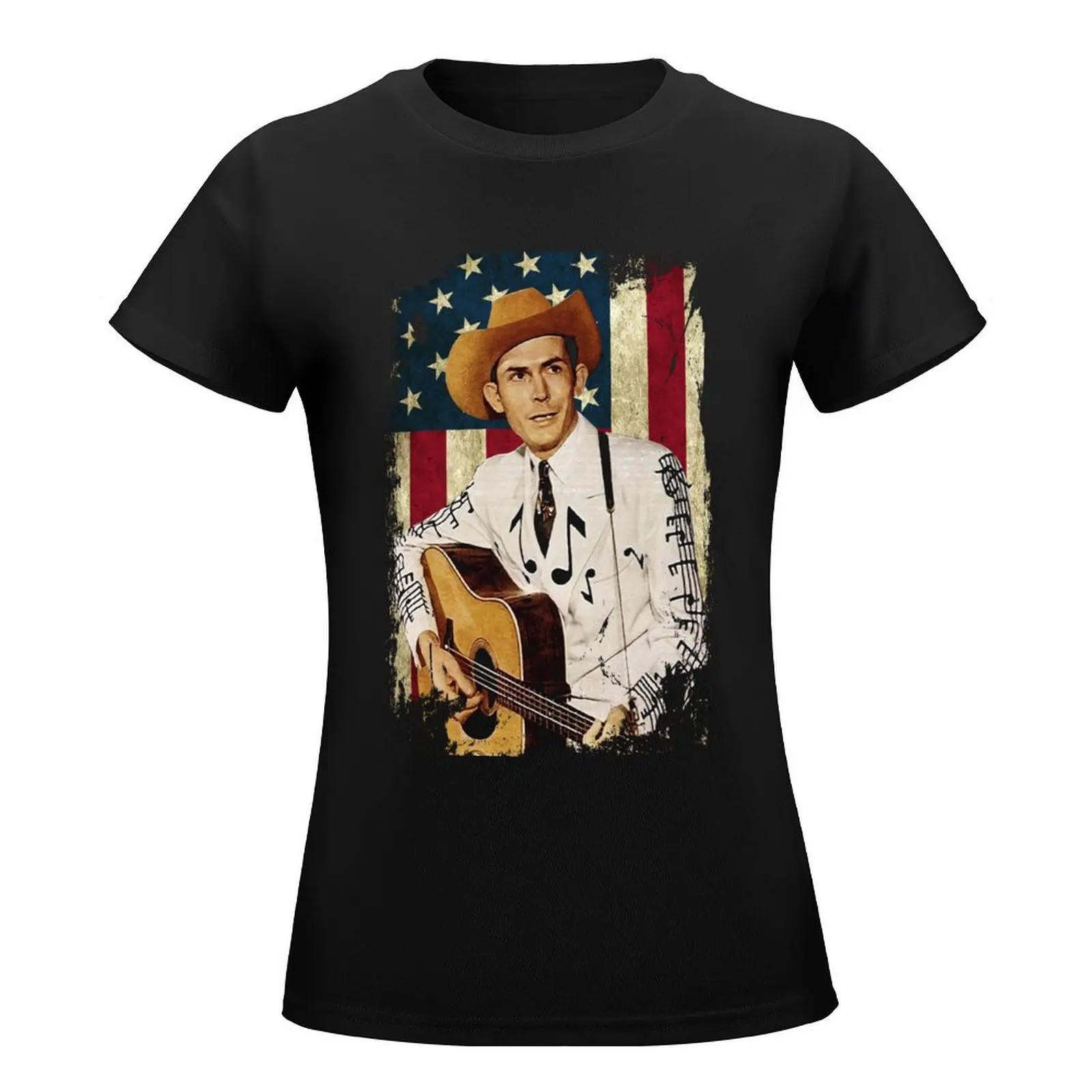 Vintage Men Mens Hank Williams T-Shirt anime clothes funny tops cotton t shirts Women