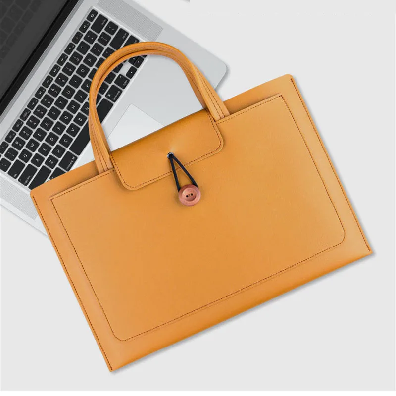 XMESSUN Monogrammed Initial Smooth Leather Large capacity Briefcase/handbag for Apple MacBook 14-inch and Huawei 16-inch Laptops