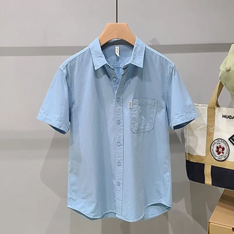 2025 Summer New Loose Simple Casual Retro Lapel Shirt American Work Cardigan