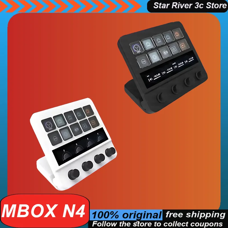 

Pre-Sale Mbox N4 Desktop Controller 10keys Streaming Console Hub Quad-Dial Interface Touch Strip Usb Visual Macro Keyboard