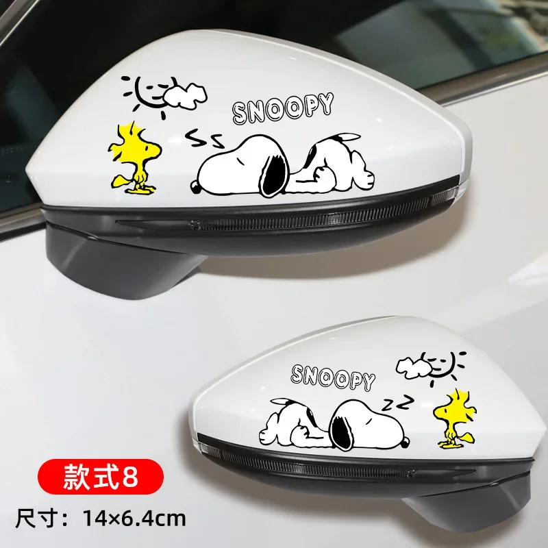 Snoopy Cartoon Auto Sticker Universal Accessories Non Fading Fashion Strip Side Rear View Mirror Cute Decor Waterproof Sticker