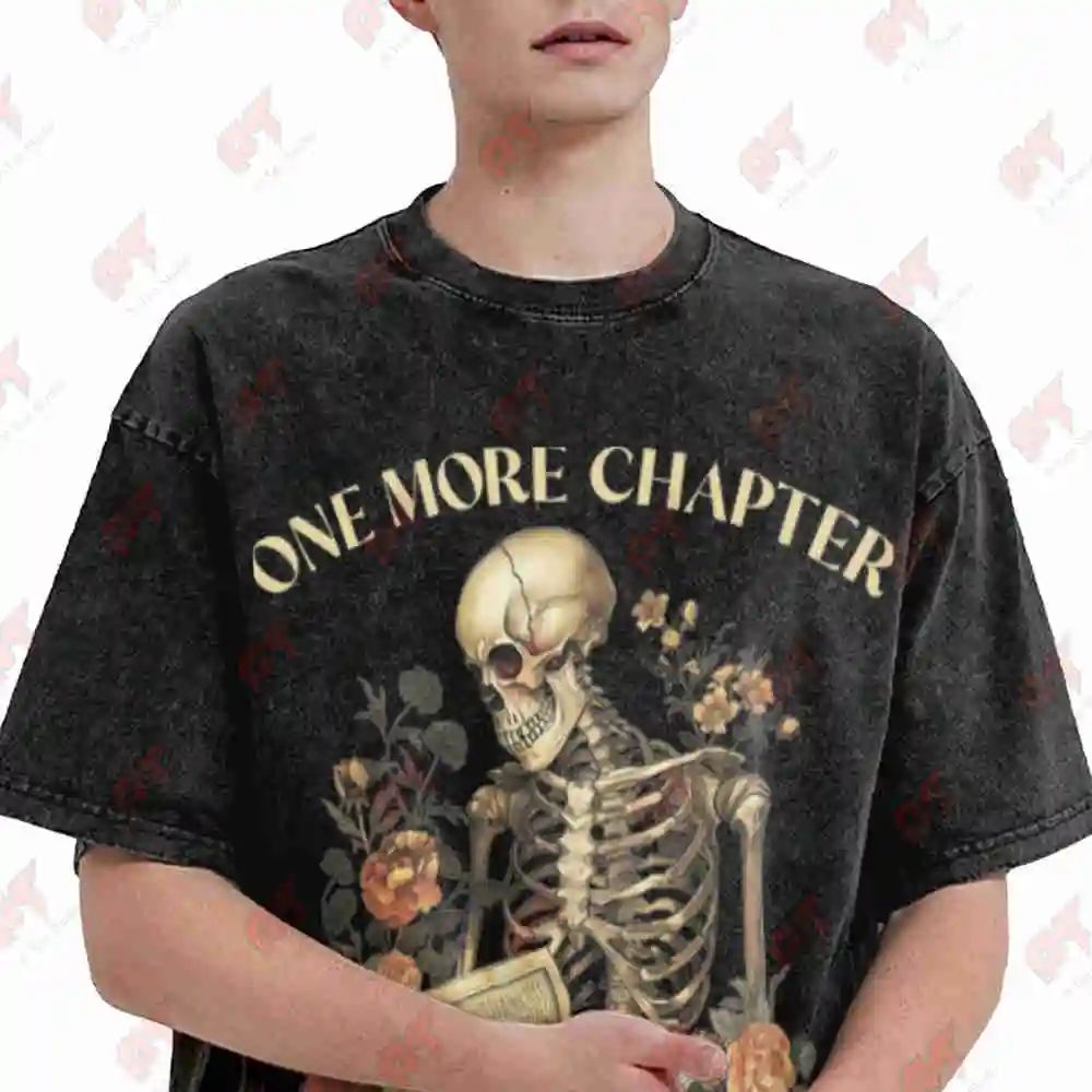 Book Lover One More Chapter Bookish Vintage Washed Tee Pure Cotton T-Shirt