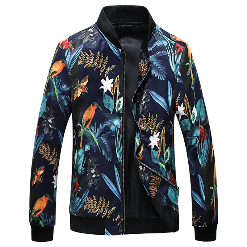 

Spring Autumn Men's Fashion Printed Jacket High Quality Stand Collar Coat Casual Slim Fit Baseball Jackets 6XL