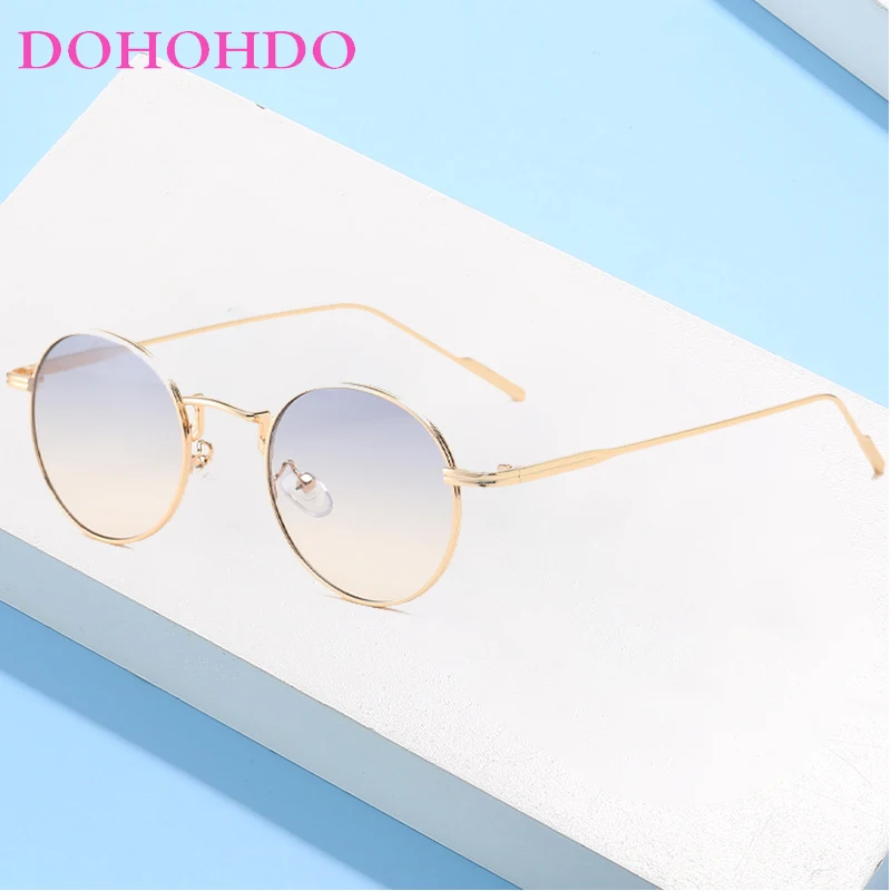 DOHOHDO Metal Frame Round Sun Glasses For Women 2024 Retro Man Small Sunglasses Outdoors UV400 Shades Gafas de sol para mujeres