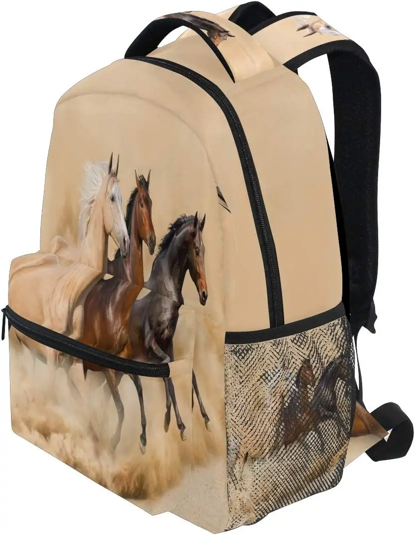 حقائب ظهر مدرسية كاجوال من Running Horses للأطفال المراهقين، حقائب ظهر كبيرة للكمبيوتر المحمول لطلاب الكلية