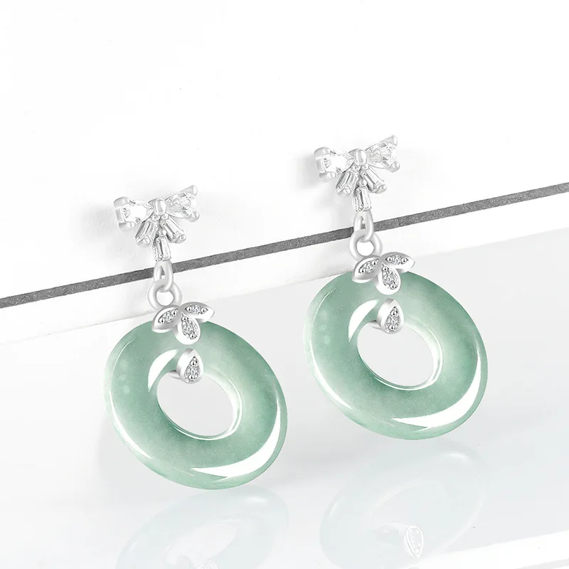 

Мьянманский жадеитовый кольцо, серьги-гвоздики, амулет, талисманы, подарки для женщин, очаровательное роскошное серебро 925, настоящий нефрит, модные аксессуары