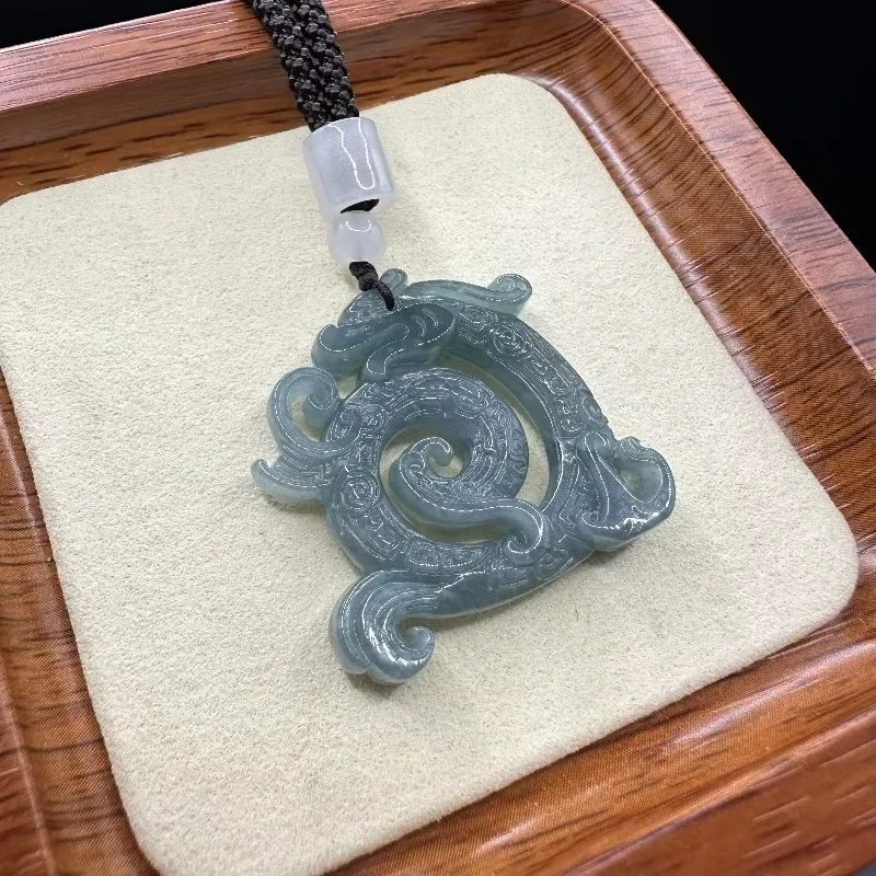 

Natural Jadeite Hollow Dragon Pendant Exquisite Double-sided Carving Fashion Luxury Men's and Women's Necklace Jewelry Mascot