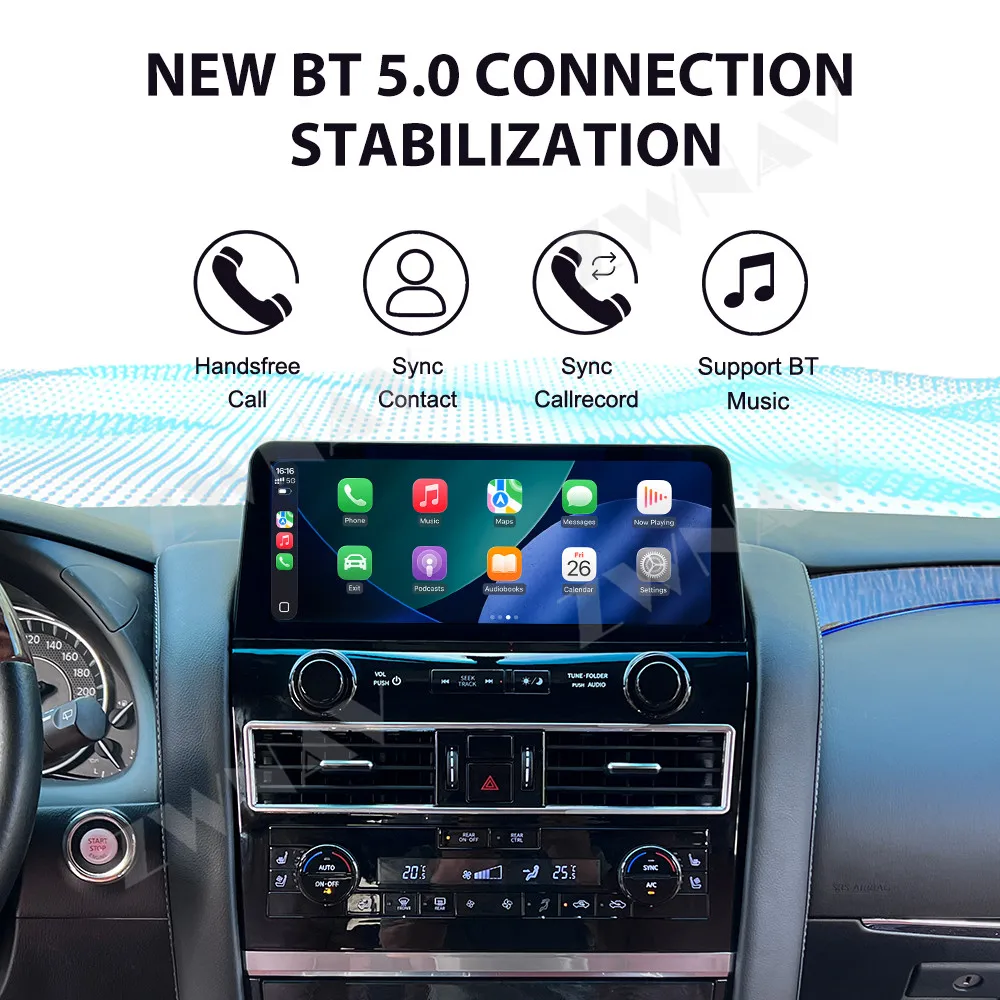 12.3 Inch Carplay Car Radio Touch Screen For Nissan Patrol Y62 Armada 2012-2019 Android 13 GPS Navigation Car Multimedia Player