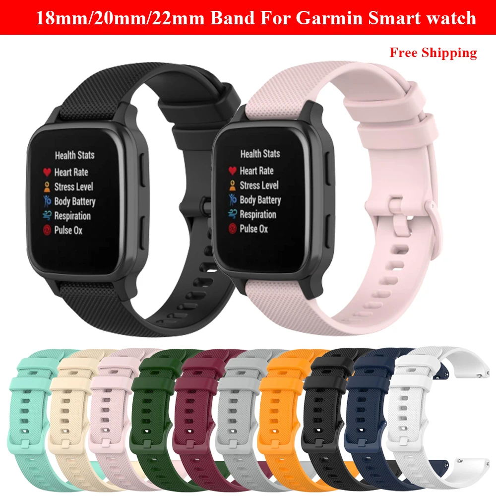 20mm Original Silicone WatchBand for Garmin venu SQ2/ VivoMove Trend Quick-Release Silicone Watch Band for Garmin Smartwatches