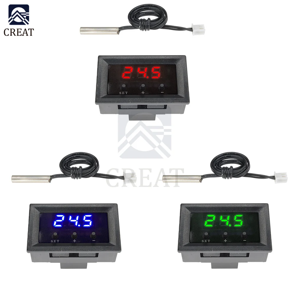 W1209 DC 12 V Thermostat Thermometer Temperature 3 Color LED Digital Display with Temperature Cable Temperature Tester