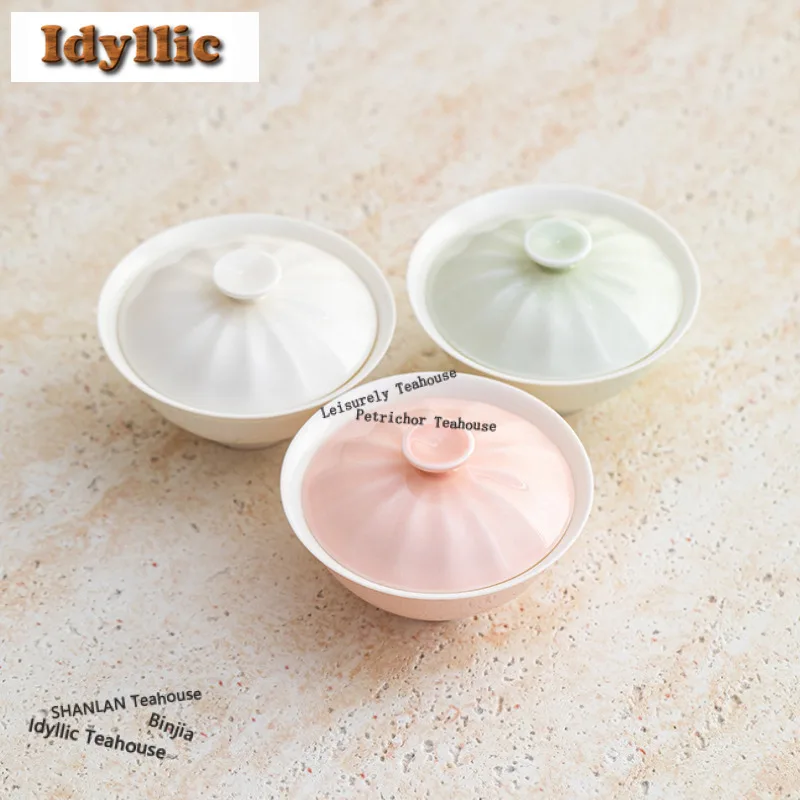 

95ml Modern Minimalist Gaiwan Handmade Not Hot Tea Tureen Household Tea Bowl With Lid Kit Tea Maker Cover Bowl Cafes Ornaments