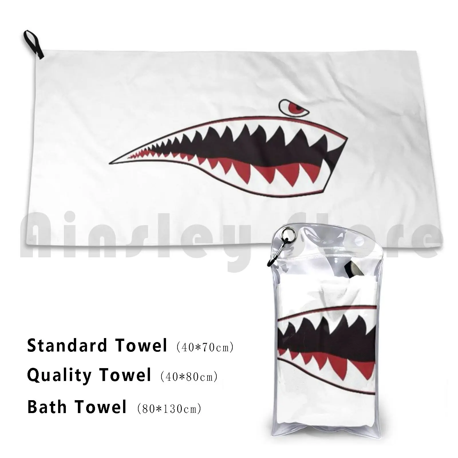 Towel Shark Mouth Nose Teeth Tooth Helicopter Wwii P-40 Warhawk Flying Tiger Fighter Plane Airplane Military