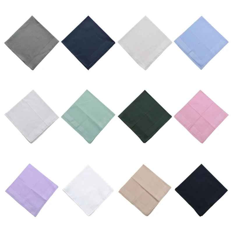 40x40cm Plain Handkerchief Business Face Towel Sweat Wipe Bandanas Hankies 12PCS