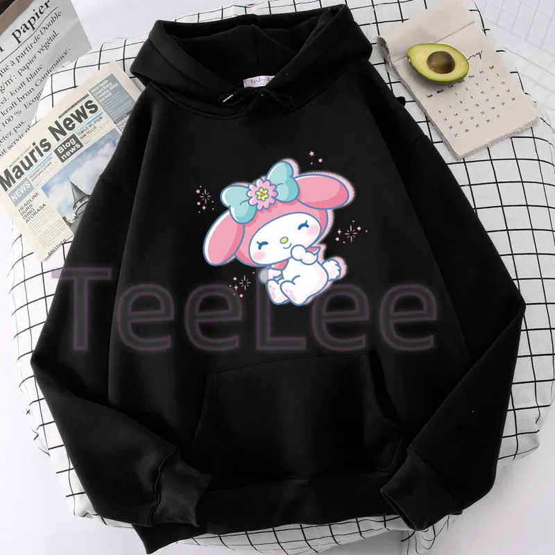 Cute My Melody Women Hoodies Pochacoo Print Animal Winter Kawaii Hoodie Fashion Girl Oversized Streetwear Sweatshirt Clothing