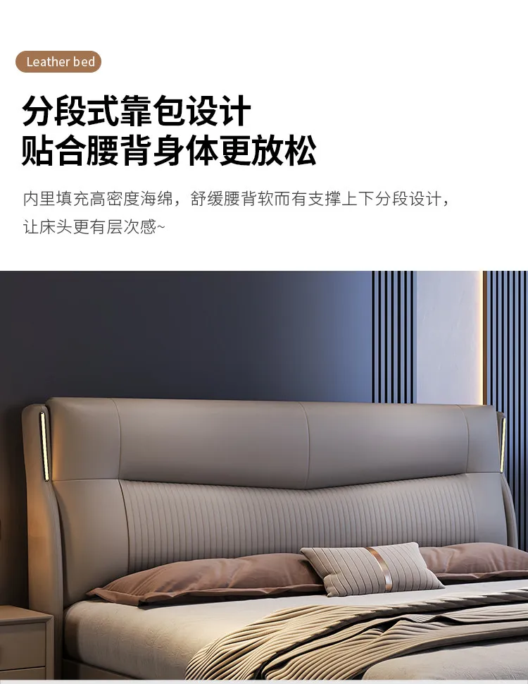 200x220cm Lampen-Kopfteil Schlafzimmerbetten und Doppelbettrahmen Italienisches Kingsize-Queen-Bett für 2 Personen Cama Casal Hotelmöbel – Detail 4