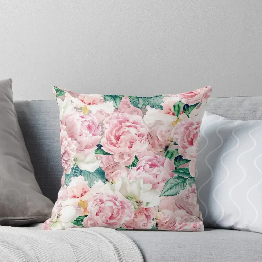 

Vintage Blush Real Peonies Botanical Garden Pattern Throw Pillow Sofa Cushions Covers Decorative pillow case Pillow